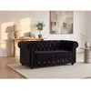 VENTE-UNIQUE Canapé 2 places en velours noir et boutons effet cristal CHESTERFIELD