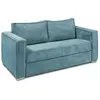 VENTE-UNIQUE Canapé 3 places convertible express en velours côtelé bleu turquoise - Couchage à lattes larges 140 cm - Matelas 22 cm LORETO
