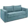 Vente-Unique Canapé 3 places convertible express en velours côtelé bleu turquoise - Couchage à lattes larges 140 cm - Matelas 18 cm LORETO