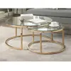 VENTE-UNIQUE Tables basses gigognes en verre trempé et acier inoxydable - Doré - MAEVANE II