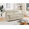 Canapé 3 places relax électrique en cuir beige - VENTE-UNIQUE - ADELIO
