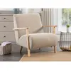 VENTE-UNIQUE Fauteuil en tissu beige et bois JULOMO