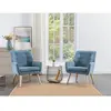 VENTE-UNIQUE Fauteuil en tissu bleu SERINO
