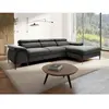 VENTE-UNIQUE Canapé d'angle droit convertible en velours anthracite SEPINA
