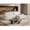 Vente-Unique Canapé d'angle droit convertible en tissu texturé crème DAVISO