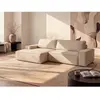 VENTE-UNIQUE Canapé d'angle gauche convertible en tissu texturé beige AMELIA