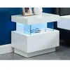 VENTE-UNIQUE Lot de 2 tables de chevet 1 tiroir et 1 niche - Avec LEDs - MDF - Blanc laqué - FABIO II
