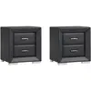 Lot de 2 tables de chevet - 2 tiroirs - Simili noir - CAPITOLE