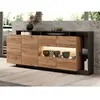 VENTE-UNIQUE Buffet 4 portes et 4 niches avec LEDs - Naturel clair et Anthracite - IDESIA