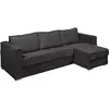 VENTE-UNIQUE Canapé d'angle convertible express et réversible en velours côtelé gris anthracite - Couchage à lattes larges 160 cm - Matelas 22 cm