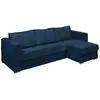 Vente-Unique Canapé d'angle convertible express et réversible en velours côtelé bleu nuit - Couchage à lattes larges 160 cm - Matelas 18 cm LORETO