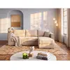 VENTE-UNIQUE Canapé d'angle convertible express et réversible en velours côtelé beige - Couchage à lattes larges 140 cm - Matelas 14 cm LORETO