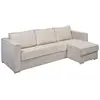 Vente-Unique Canapé d'angle convertible express et réversible en velours côtelé beige - Couchage à lattes larges 160 cm - Matelas 14 cm LORETO