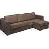 VENTE-UNIQUE Canapé d'angle convertible express et réversible en velours côtelé marron - Couchage 140 cm - Matelas 18 cm LORETO