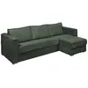 VENTE-UNIQUE Canapé d'angle convertible express et réversible en velours côtelé vert- Couchage 140 cm - Matelas 18 cm LORETO