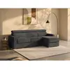 VENTE-UNIQUE Canapé d'angle réversible convertible express en velours côtelé gris anthracite - Couchage à lattes larges 140 cm - Matelas 22 cm -