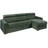 VENTE-UNIQUE Canapé d'angle réversible convertible express en velours côtelé vert - Couchage à lattes larges 140 cm - Matelas 18 cm - VIZIR