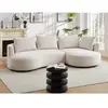 VENTE-UNIQUE Canapé d'angle droit en velours texturé beige LOUSADO