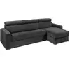 Vente-Unique Canapé d'angle réversible convertible express en velours côtelé gris anthracite - Couchage 140 cm - Matelas 14 cm - VIZIR