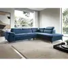 Canapé grand angle droit convertible en velours bleu nuit SAMARA