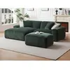 Vente-unique.com Canapé d'angle gauche et pouf en velours côtelé vert ...