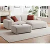 VENTE-UNIQUE Canapé d'angle droit et pouf en velours côtelé beige TIRONO