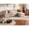 Vente-Unique Canapé d'angle réversible convertible express en velours côtelé beige - Couchage 160 cm - Matelas 14 cm - VIZIR