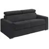 Vente-Unique Canapé 4 places convertible express en velours côtelé gris - Couchage à lattes larges 160 cm - Matelas 22 cm mémoire de forme - VIZIR