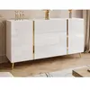 VENTE-UNIQUE Buffet avec 2 portes et 3 tiroirs - Blanc brillant et Doré - MARZIALO