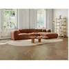 Vente-Unique Grand canapé d'angle droit en tissu texturé terracotta POGNI de Maison Céphy