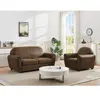 VENTE-UNIQUE Canapé 3 places et un fauteuil en microfibre aspect cuir vieilli club VICTORY III