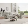 VENTE-UNIQUE Canapé 3 places et fauteuil relax électrique en cuir gris clair ADELIO