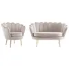 PASCAL MORABITO Canapé 2 places et fauteuil coquillage en velours taupe DANDELION
