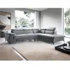 Canapé grand angle droit convertible en velours gris clair SAMARA