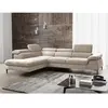 Grand canapé d'angle gauche convertible en velours beige SEPINA