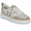 Vanessa Wu Baskets monogramme Joyce beige et blanc effet craquelé