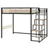 M24 Lit mezzanine leon - 140x190 cm - Métal noir - Sommier inclus