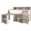 Parisot Lit combiné enfant avec bureau rétractable Décor et chene 90 200 cm Sommier