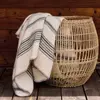 Plaid laine et mohair à rayure Vert sapin 120x180 cm