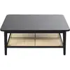 Maisons du Monde Table basse 2 plateaux noire et cannage en rotin L100