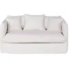 Maisons du Monde Canapé convertible 2 places en tissu blanc effet lin, matelas 10 cm