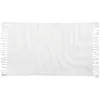 Tapis en coton recyclé tufté blanc motif ondulés et franges 60x90