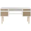 Bureau enfant bicolore 2 portes 2 tiroirs cannage en rotin