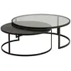 Nesttafels in getemperd glas en zwart metaal