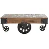 Maisons du Monde Table basse industrielle à roulettes en bois de manguier massif et métal L130