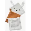 vertbaudet Lot de 3 langes MINI COMPAGNIE en gaze de coton bio* 2 écrus imprimés + 1 uni caram