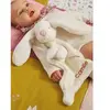 Doudou lapin bi-matière personnalisable blanc