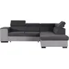 Canapé d'angle droit convertible + coffre 5 places - Tissu gris - L 27...