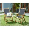 AUCUNE Lot de 2 fauteuils de jardin pliants en bois d'acacia FSC et te...
