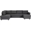 Canapé d'angle panoramique convertible Cats - Tissu gris - L 292 x P 1...